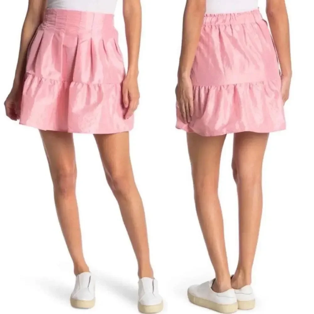 NEW Topshop Taffeta Lantern‎ Mini Skirt Light Pink Size: 8